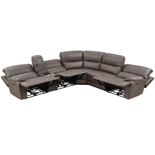 Kantu - Motion Sectional Sofa - Brown Synthetic Leather