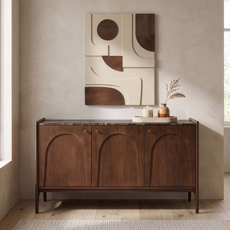 Veya - 57" Genuine Marble And Mango Wood Sideboard / Buffet
