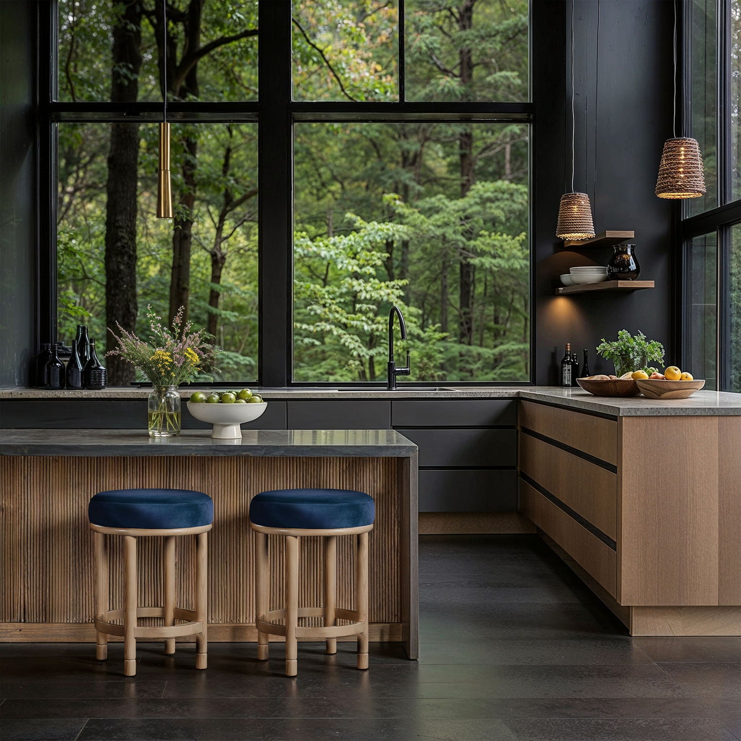 Monette - Counter Stool With Natural Base