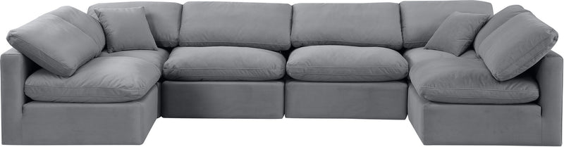 Indulge - Velvet 6 Piece Modular U-Shaped Sectional