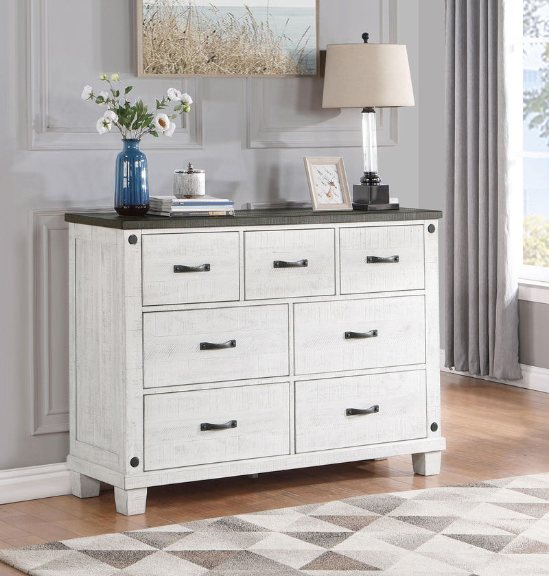 grey and white distressed dresser Coaster Lilith 7-drawer Wood Dresser Distressed Distressed Gray and White