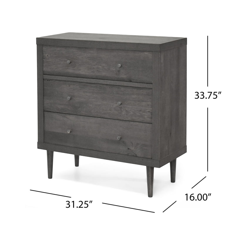 Nystrom - Mid Century Modern 3 Drawer Chest