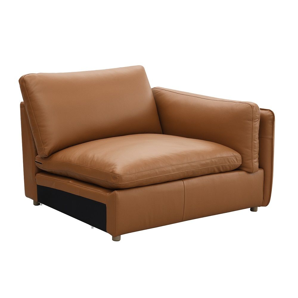 Brighton - Modular Right Facing Arm Chair - Brown Top Grain Leather