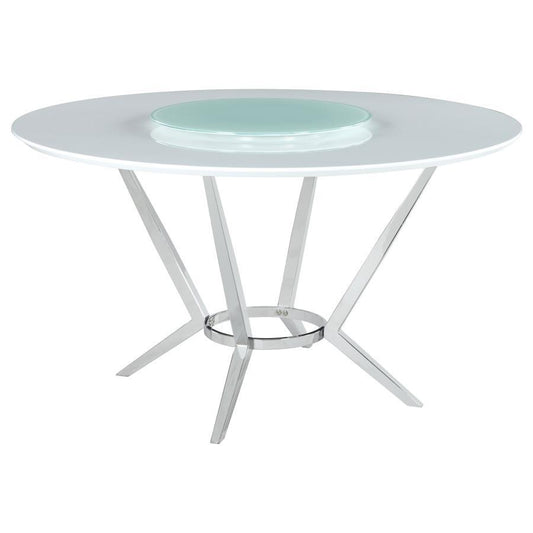 Abby - 5 Piece Round Dining Table Set - White High Gloss