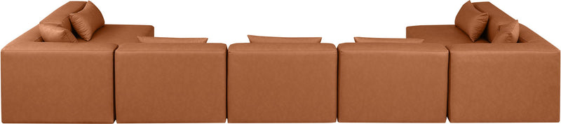 Cube - 7 Piece Modular U-Shaped Sectional - Cognac