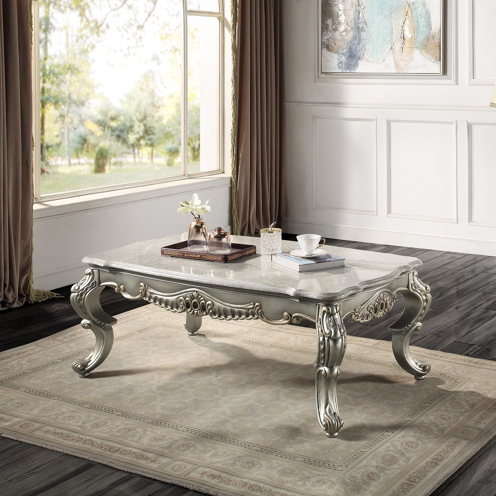 Miliani - Coffee Table With Marble Top - Natural Antique Bronze