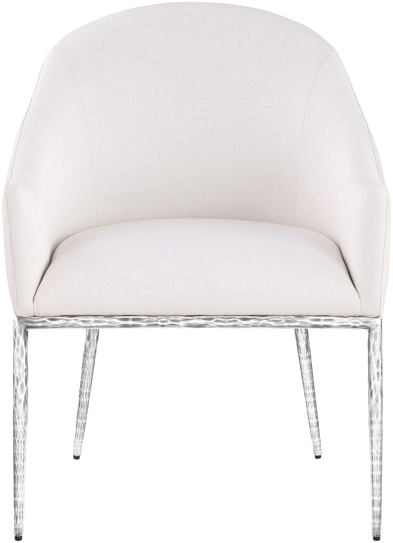 Ferro - Upholstered Dining Arm Chair With Brushed Silver Legs