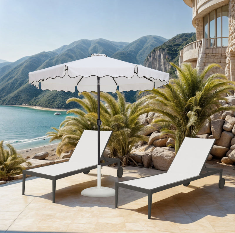 Amalfi - Patio Umbrella - White Base / Black Pole
