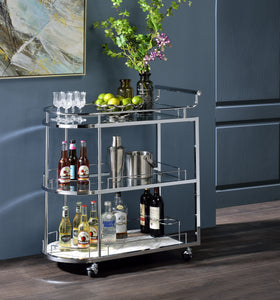 Inyo - Serving Cart - Clear Glass & Chrome Finish