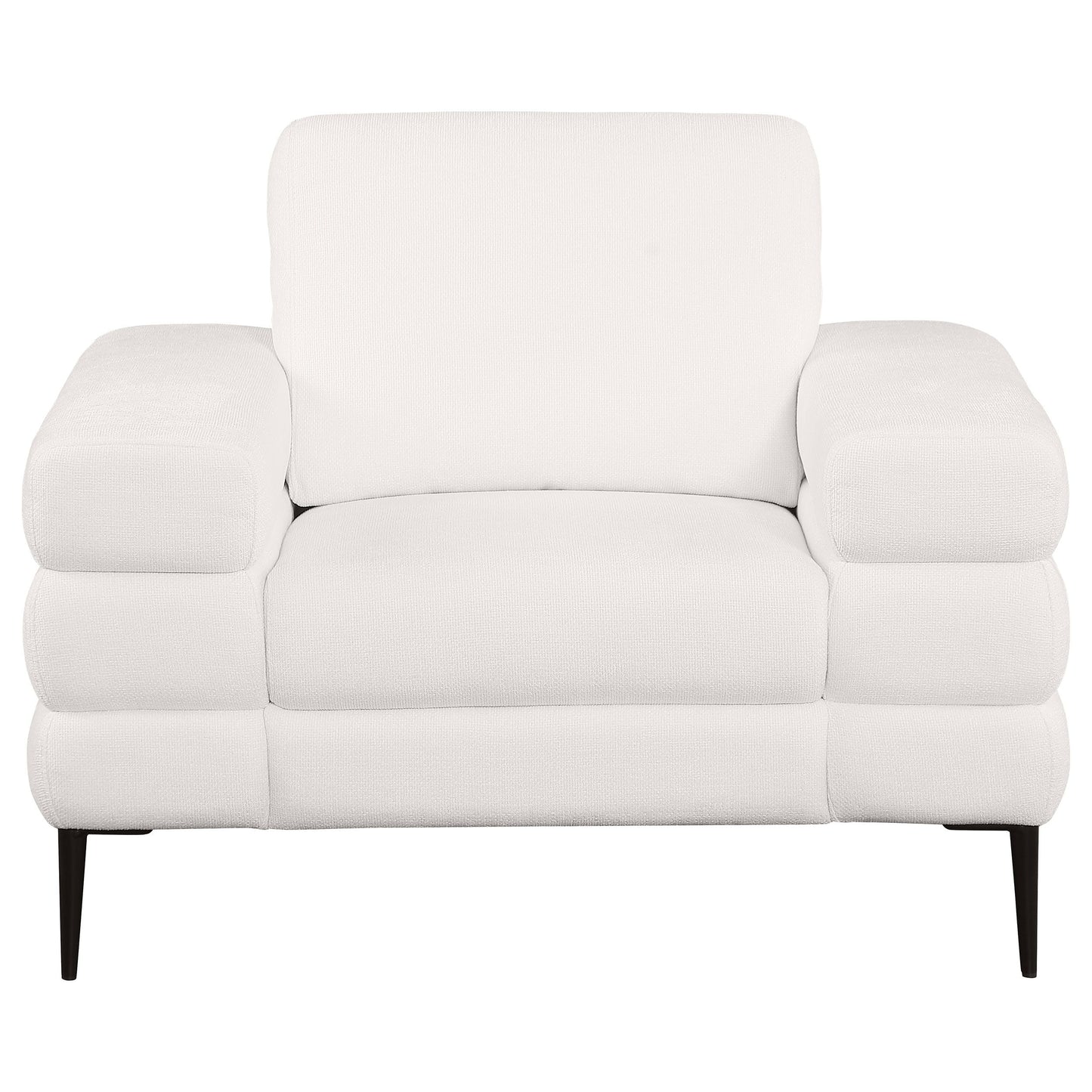 Jessel - Chenille Upholstered Track Arm Chair - Ivory