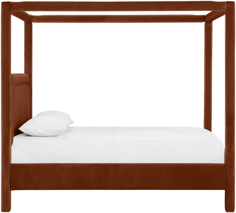 Salina - Velvet Upholstered Bed - Cognac