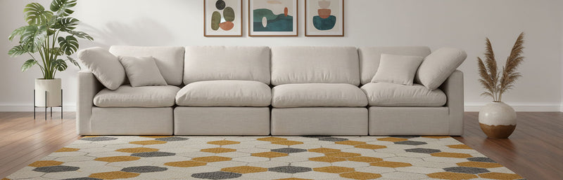 Indulge - Linen 4 Seat Modular Sofa