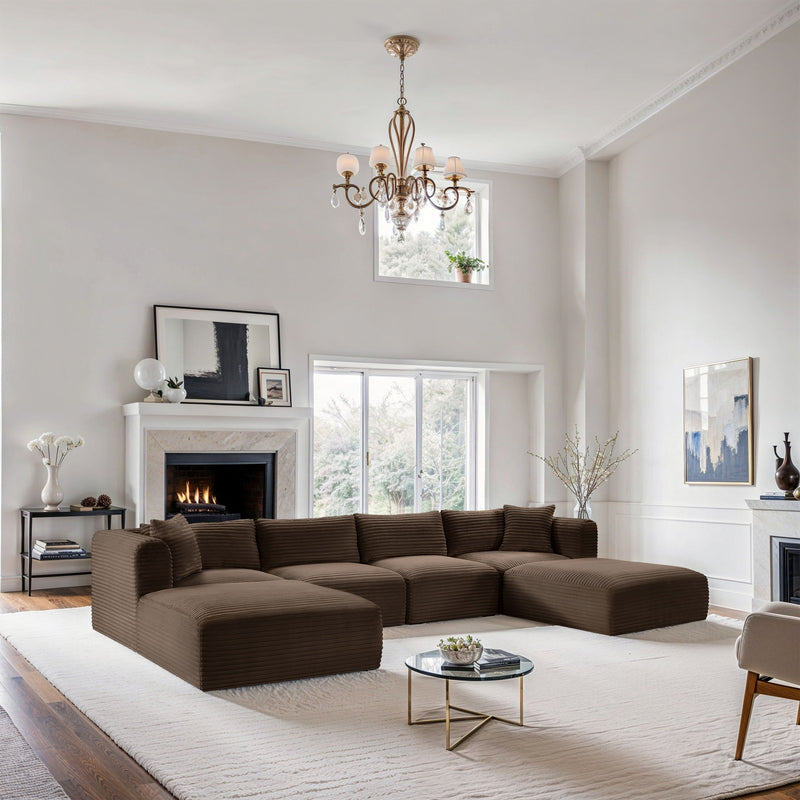 Shaggy - 6 Piece Modular Sectional With 2 Ottomans