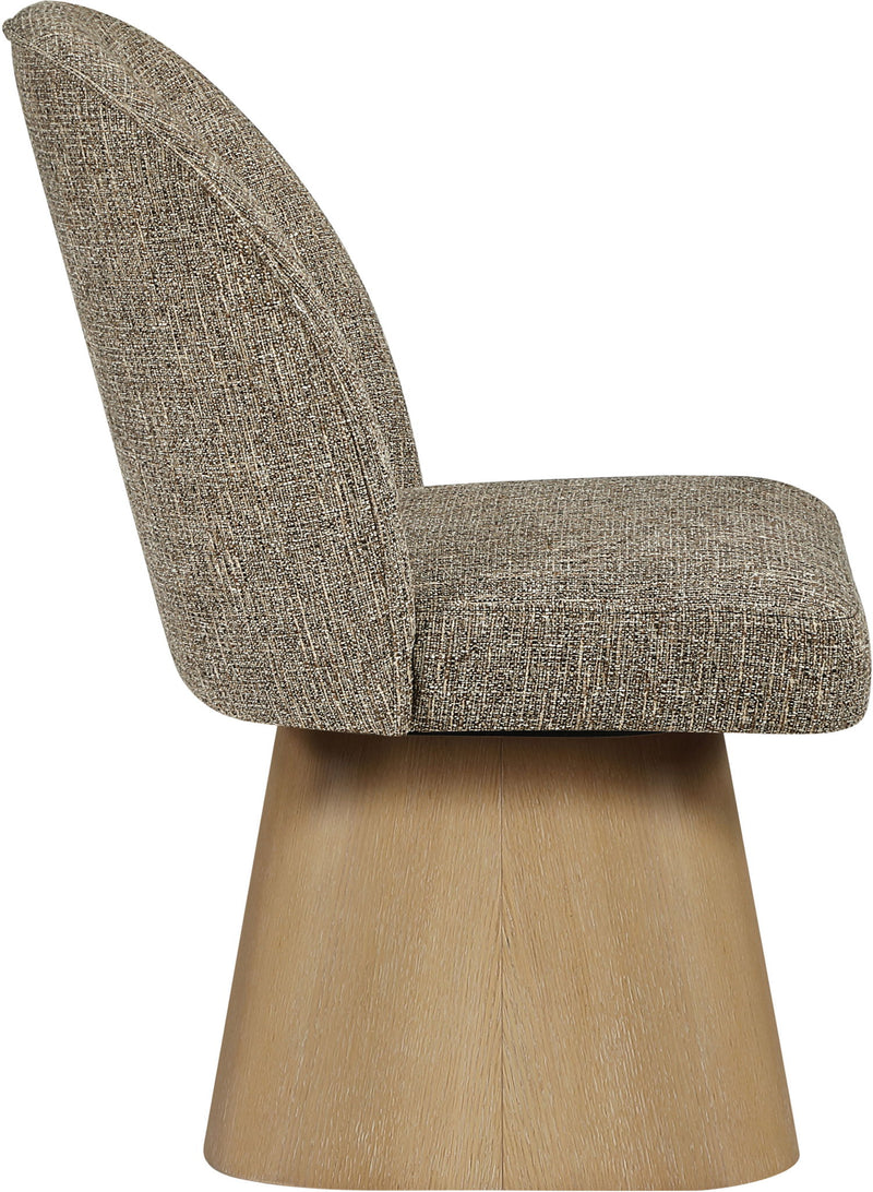 Marlowe - Linen Textured Fabric Upholstered Swivel Dining Side Chair - Stained Natural