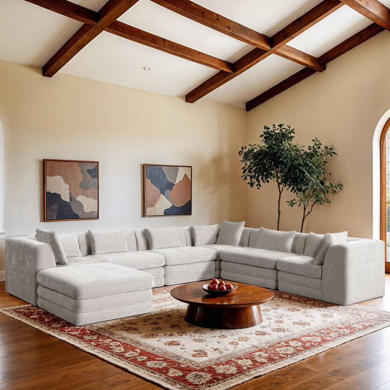 Stellar - 7 Piece Chenille Fabric Upholstered Modular Sectional