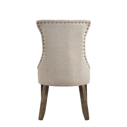 Gabrian - Side Chair (Set of 2) - Two-Tone Beige Fabric & Reclaimed Gray