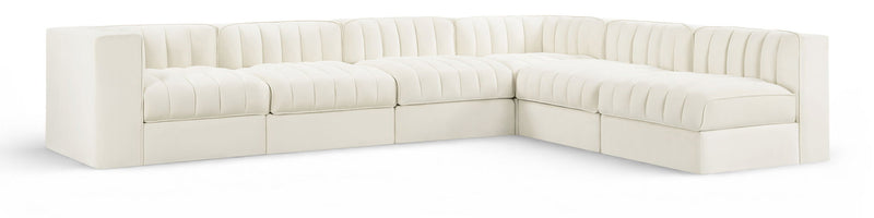 Rummi - Velvet Performance Fabric Upholstered 6 Piece Modular Sectional (With 3 Corner Chairs)