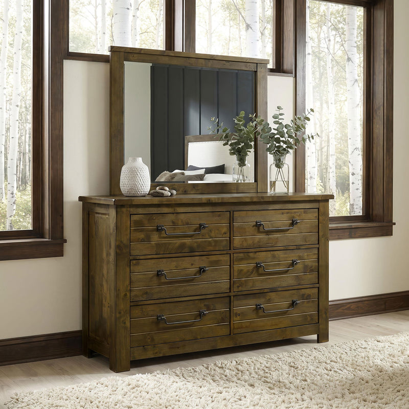 Doherty 6-drawer Dresser with Mirror Rustic Brown