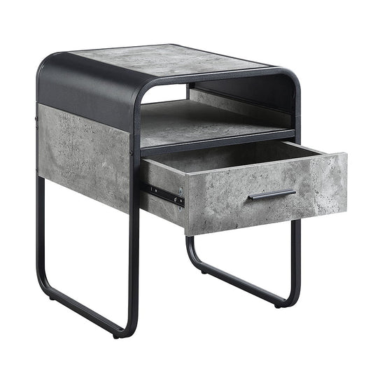 Raziela - 22" End Table - Concrete Gray & Black