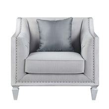 Katia - Chair - Light Gray Linen & Weathered White Finish