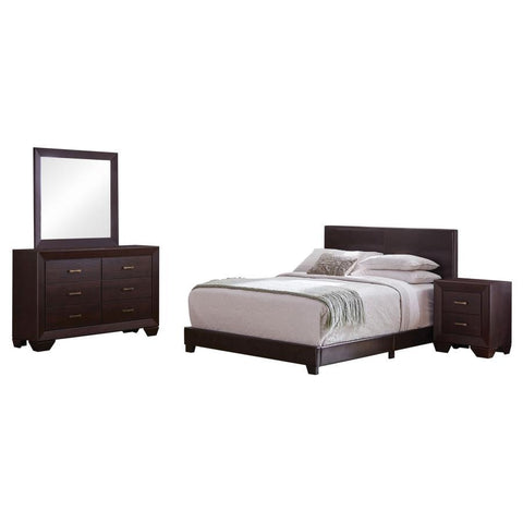 Dark Brown / 4 Pc. Bed, Dresser, Mirror, Nightstand / Queen