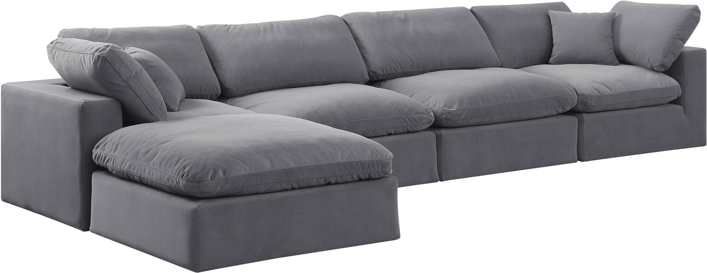 Comfy - 5 Piece Velvet Modular Sectional With Chaise