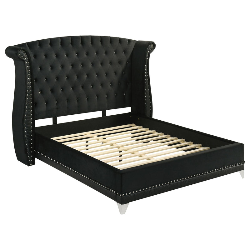 Barzini Upholstered Queen Wingback Bed Black
