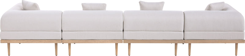 Laguna - 4 Piece Resilient Water Resistant Fabric 142" Upholstered Outdoor Patio Modular Sofa