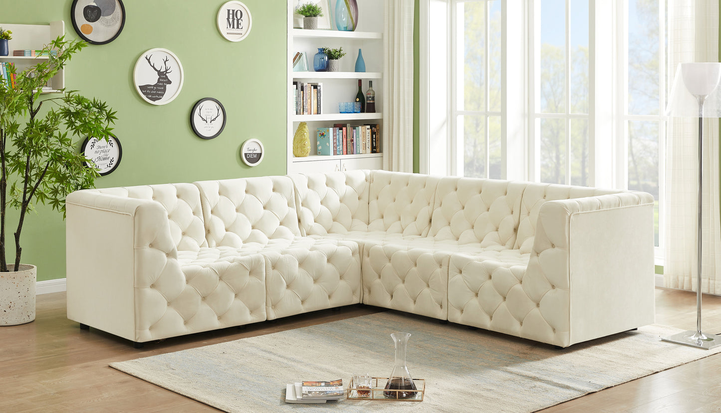 Tuft - Modular Sectional 5 Piece - Cream