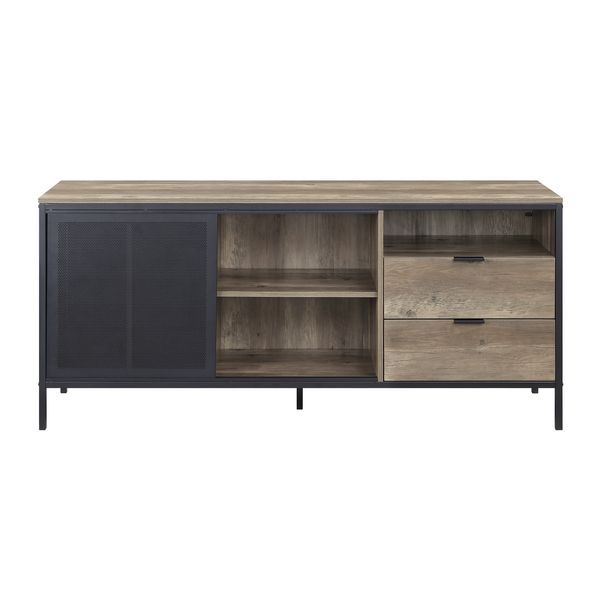 Nantan - TV Stand - Rustic Oak & Black Finish - 28"