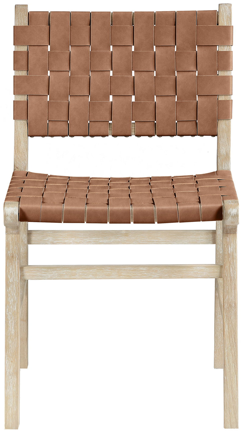 Entwine - Vegan Leather Upholstered Dining Chair - Painted Natural