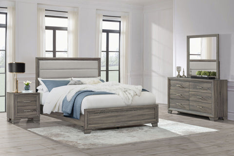 Dark Gray / 4 Pc. Bed, Dresser, Mirror, Nightstand / Queen