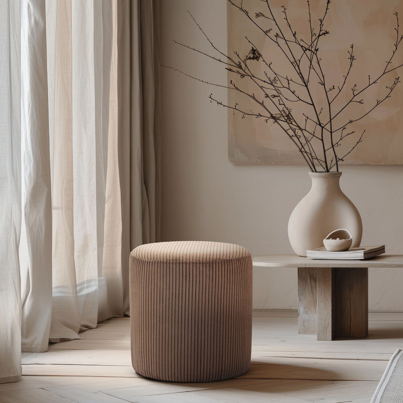 Roy - Round Microsuede Ottoman / Stool