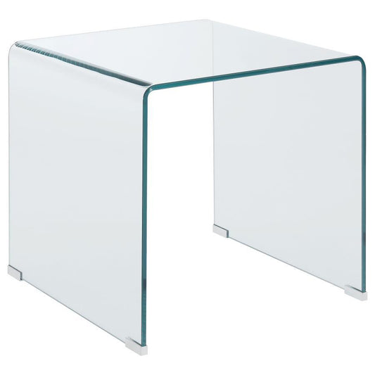 Ripley - Squared Tempered Bent Glass Side End Table - Clear