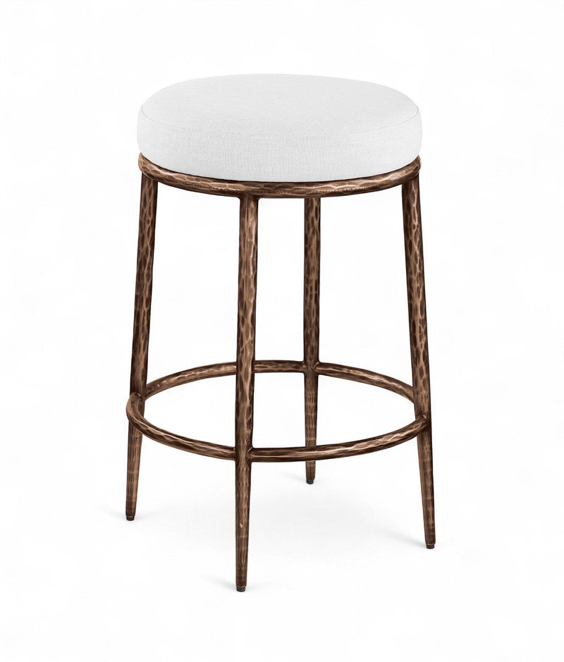 Ferro - Upholstered Backless Counter Stool With Brushed Bronze Base