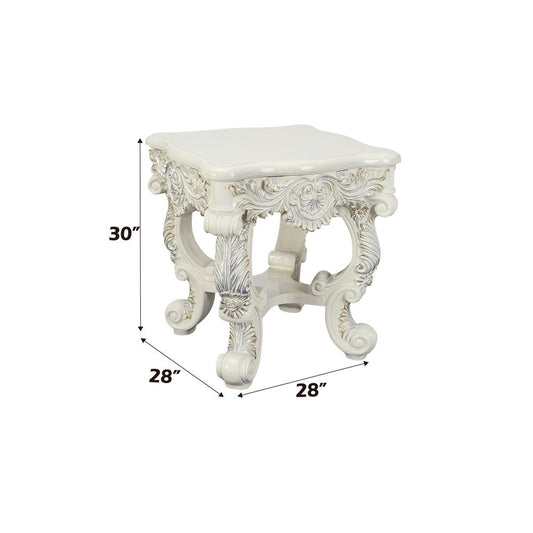 Adara - End Table - Antique White Finish