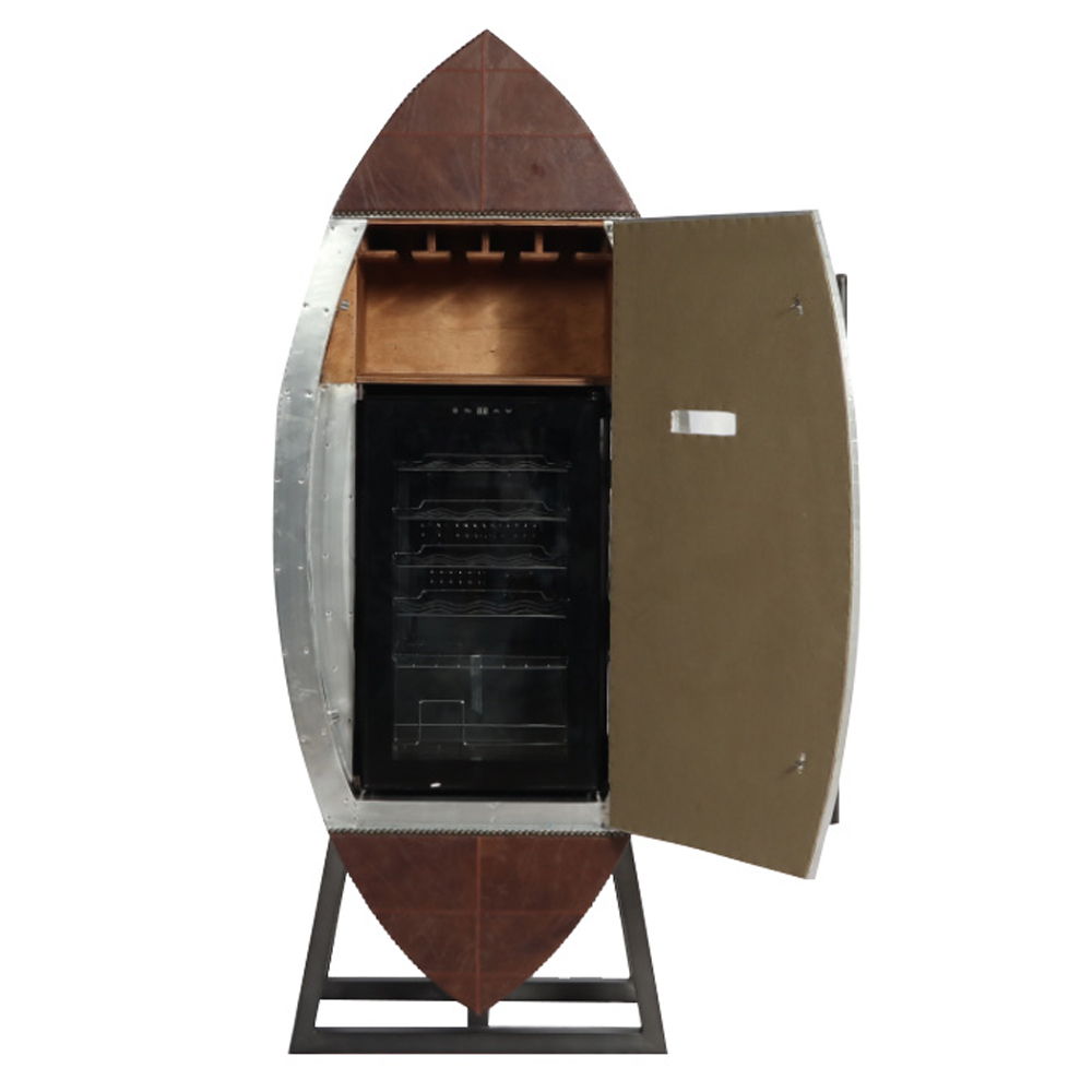 Brancaster - Wine Cabinet - Retro Brown Top Grain Leather & Aluminum