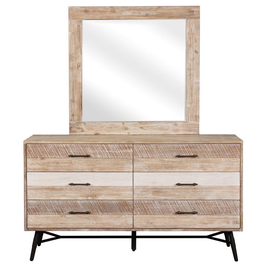 Marlow - 6-Drawer Dresser With Mirror - Rough Sawn Multi