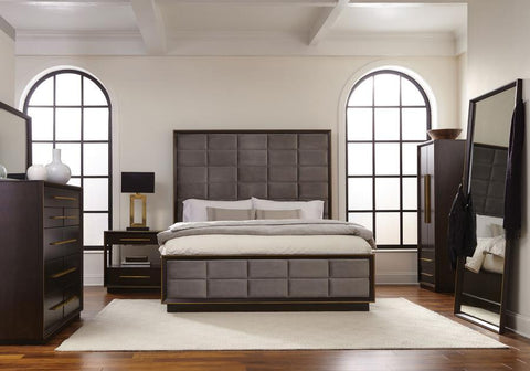 Dark Gray / 4 Pc. Bed, Dresser, Mirror, Nightstand / Queen