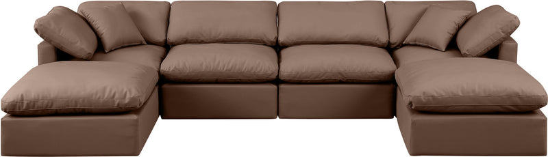 Indulge - Faux Leather 6 Piece Modular Double Chaise Sectional