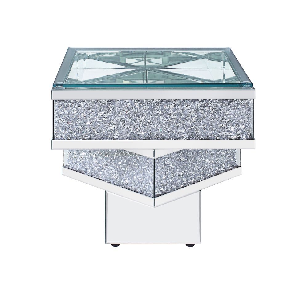 Noralie - 24" X 24" End Table - Mirrored & Faux Diamonds