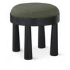Larea - Linen Textured Fabric Ottoman - Black Base