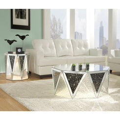 Nysa - 41" Coffee Table - Mirrored & Faux Crystals