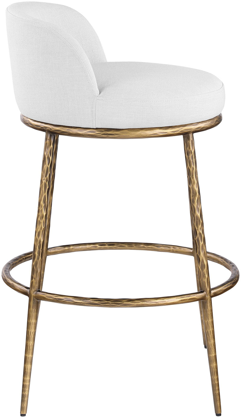Ferro - Performance Fabric Upholstered Bar Stool - Antique Brass