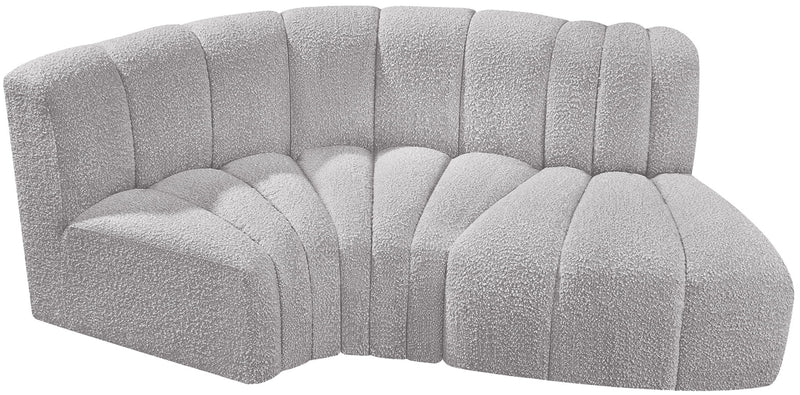 Arc - Boucle Fabric 3 Piece Modular L-Shaped Sofa