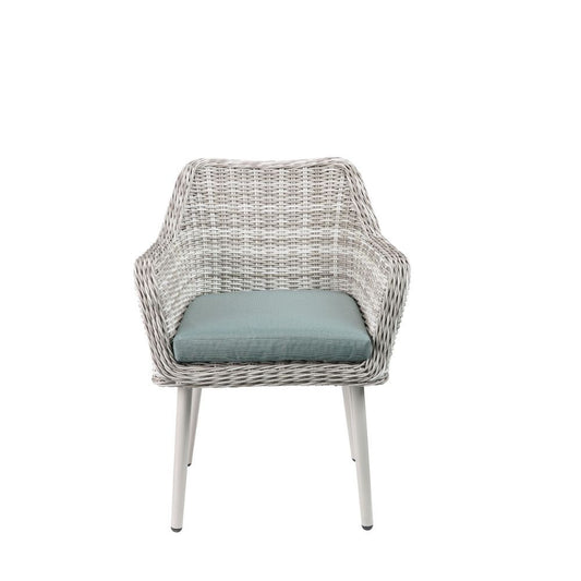 Tashay - 3 Piece Patio Bistro Set - Green Fabric & Beige Wicker