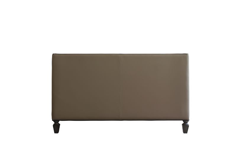 House Beatrice - Loveseat With 3 Pillows - Tan Synthetic Leather , Black Synthetic Leather & Charcoal