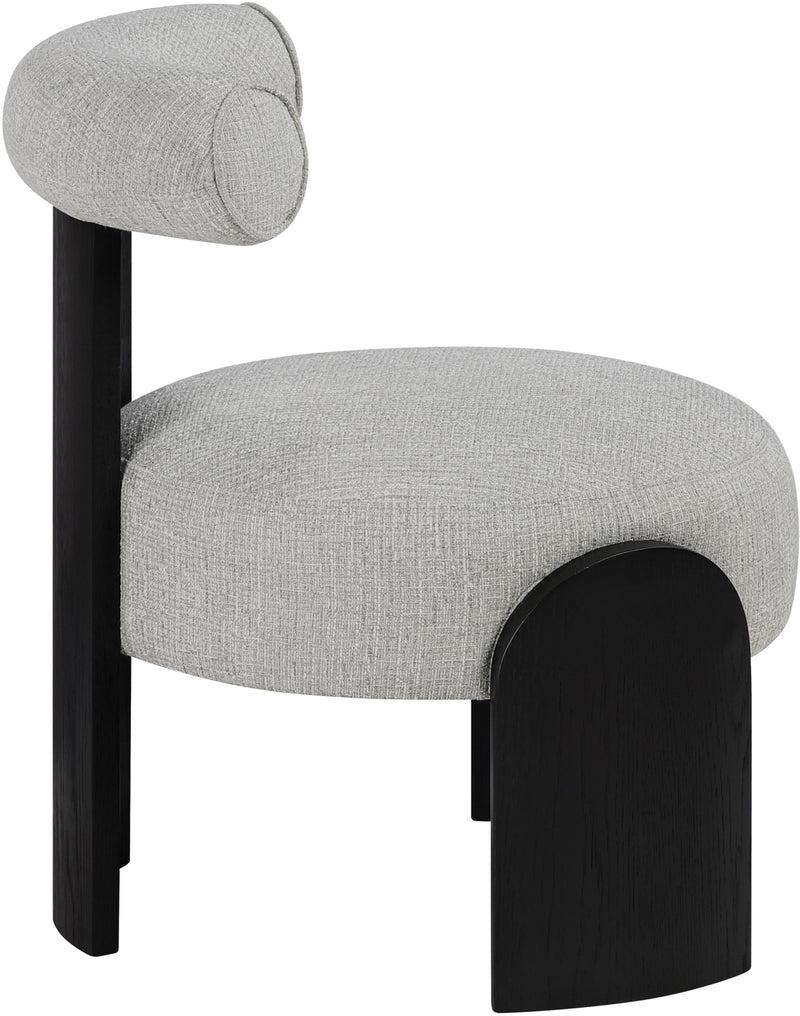 Calder - Linen Textured Fabric Upholstered Accent Chair - Painted Black Base