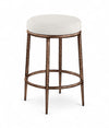 Ferro - Linen Textured Performance Fabric Upholstered Backless Counter Stool - Cream / Brushed Bronze