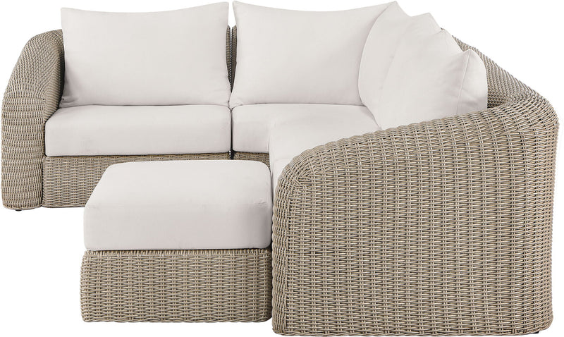Seacrest - 123.25" Olefin Water Resistant And Wicker 5 Piece Outdoor Patio Modular Sectional